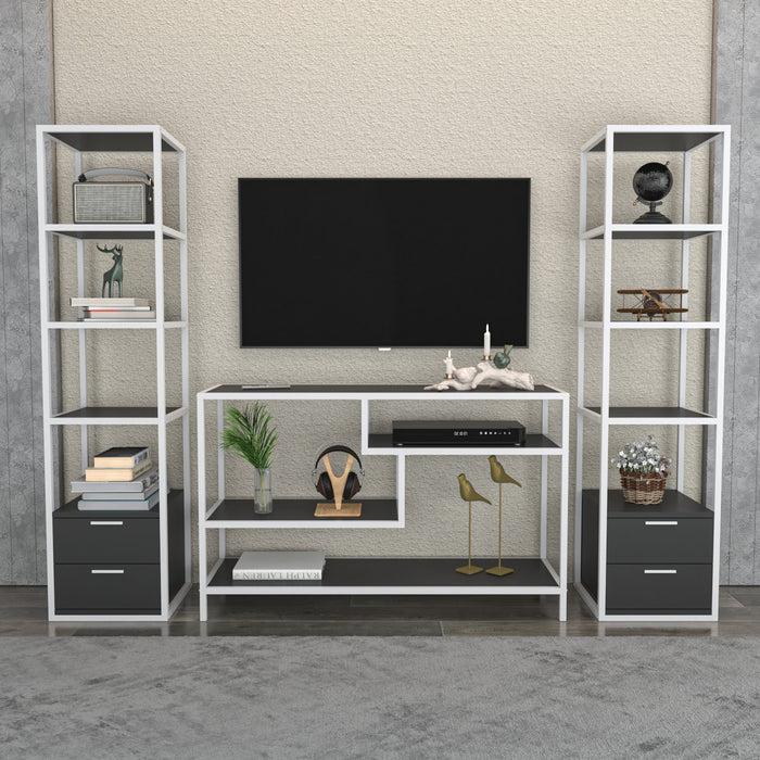 dimehouse TV Meubel Set Robbins White Wit Antraciet Melamine 198x160x39 cm