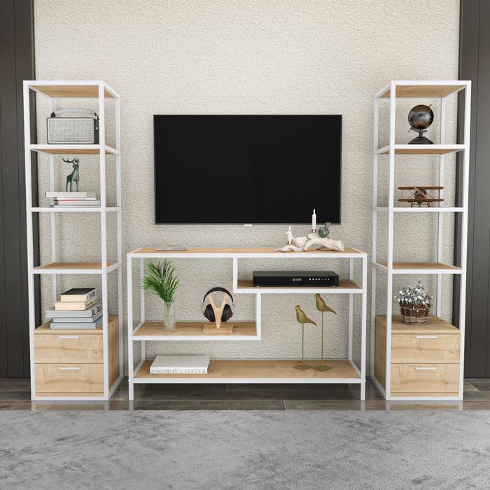 dimehouse TV Meubel Set Robbins White Wit Eik Melamine 198x160x39 cm