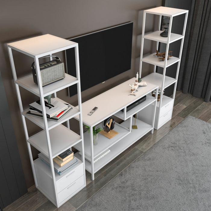 Dimehouse TV Meubel Set Robbins White Wit Melamine 198x160x39 Cm