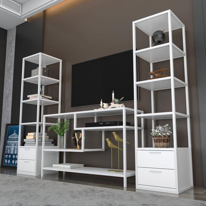 Dimehouse TV Meubel Set Robbins White Wit Melamine 198x160x39 Cm