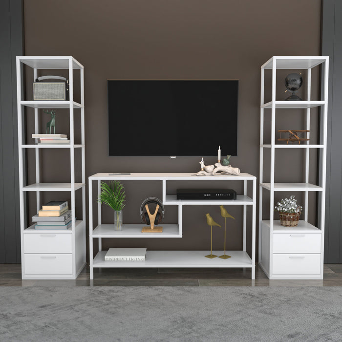 dimehouse TV Meubel Set Robbins White Wit Melamine 198x160x39 cm