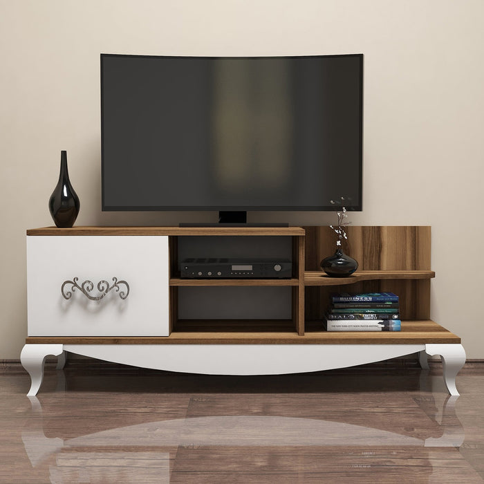 Dimehouse TV Meubel Sultan Walnoot Wit Melamine 130x50 6x45 Cm