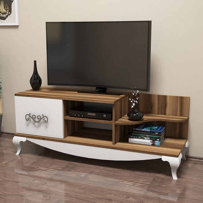 Dimehouse TV Meubel Sultan Walnoot Wit Melamine 130x50 6x45 Cm