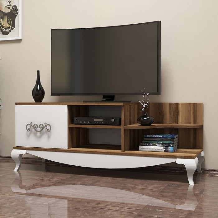 dimehouse TV Meubel Sultan Walnoot Wit Melamine 130x50 6x45 cm