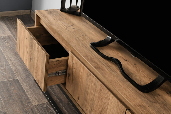 Dimehouse TV Meubel Tilsim Zwart Dennenhout Melamine 140x50x40 Cm