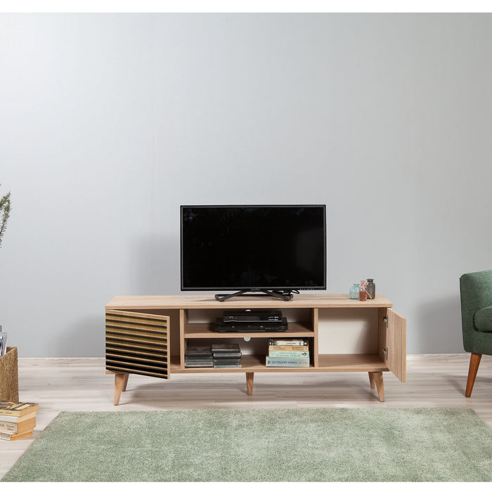 Dimehouse TV Meubel Truva Sonoma Eik Gestreept Melamine 140x50x40 Cm