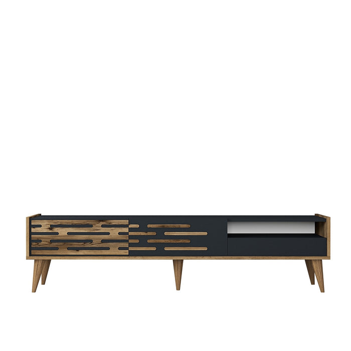 Dimehouse TV Meubel Valensiya Walnoot Antraciet Melamine 180x35x45 Cm