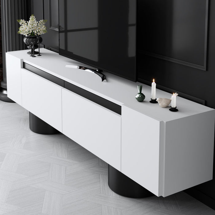 Dimehouse TV Meubel Wit Bohem 180x50x30 - Zwart Frame