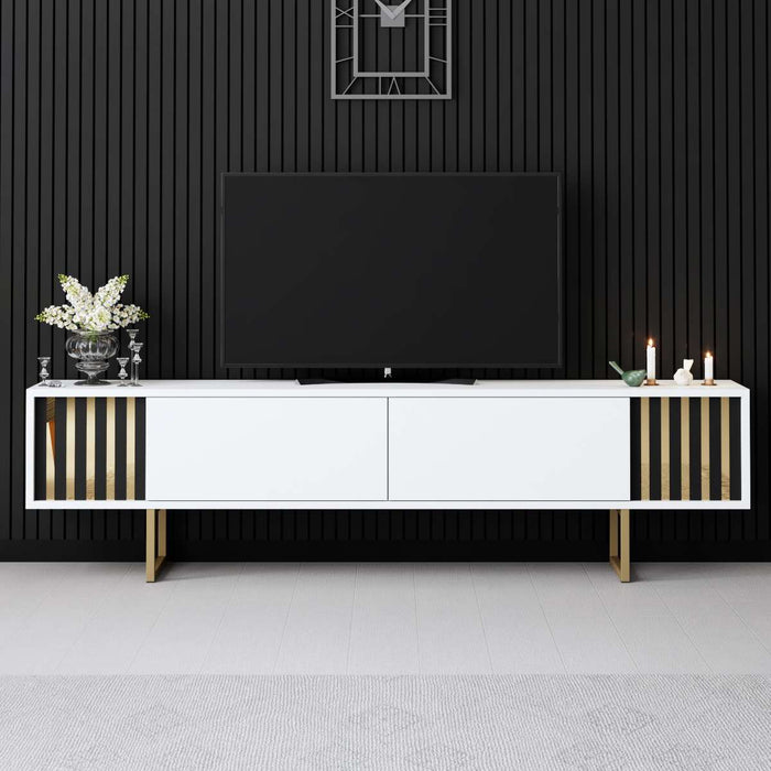 Dimehouse TV Meubel Wit Gold Line 180x48x30 - Gouden Frame