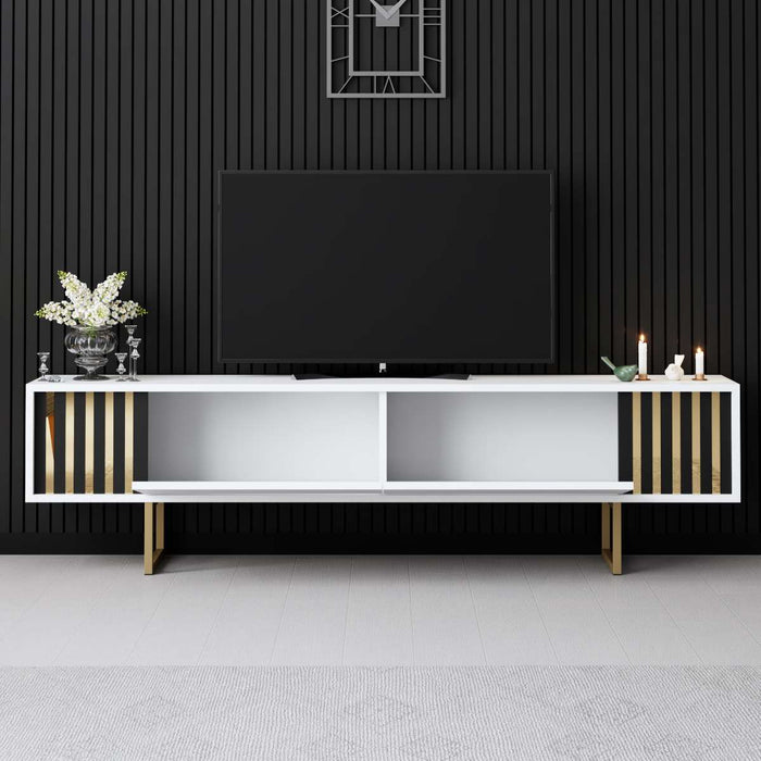 Dimehouse TV Meubel Wit Gold Line 180x48x30 - Gouden Frame