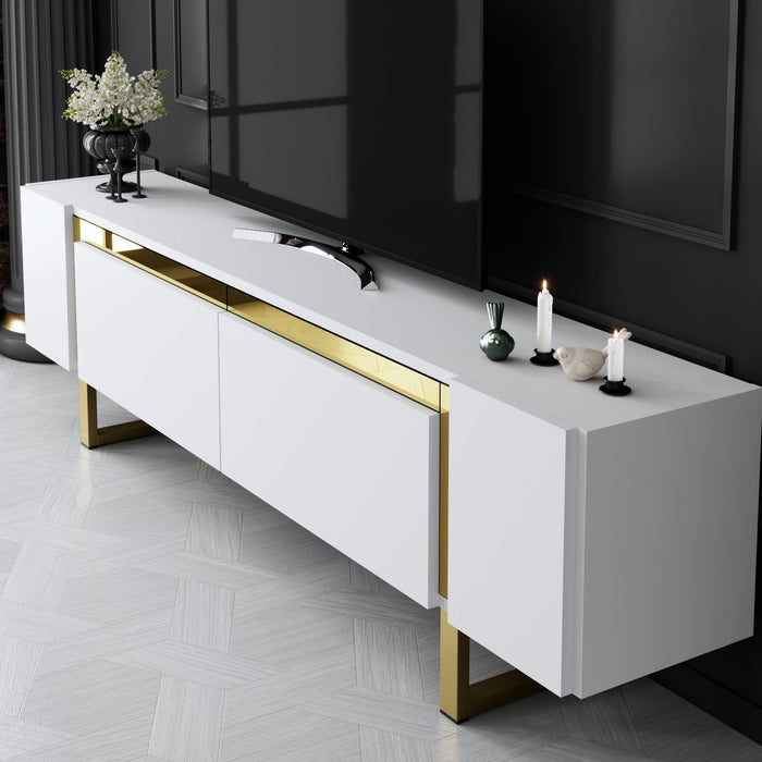 Dimehouse TV Meubel Wit Yildiz 180x50x30 - Gouden Frame
