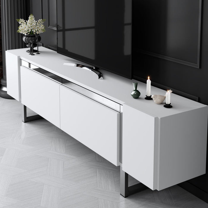 Dimehouse TV Meubel Wit Yildiz 180x50x30 - Zilver Frame