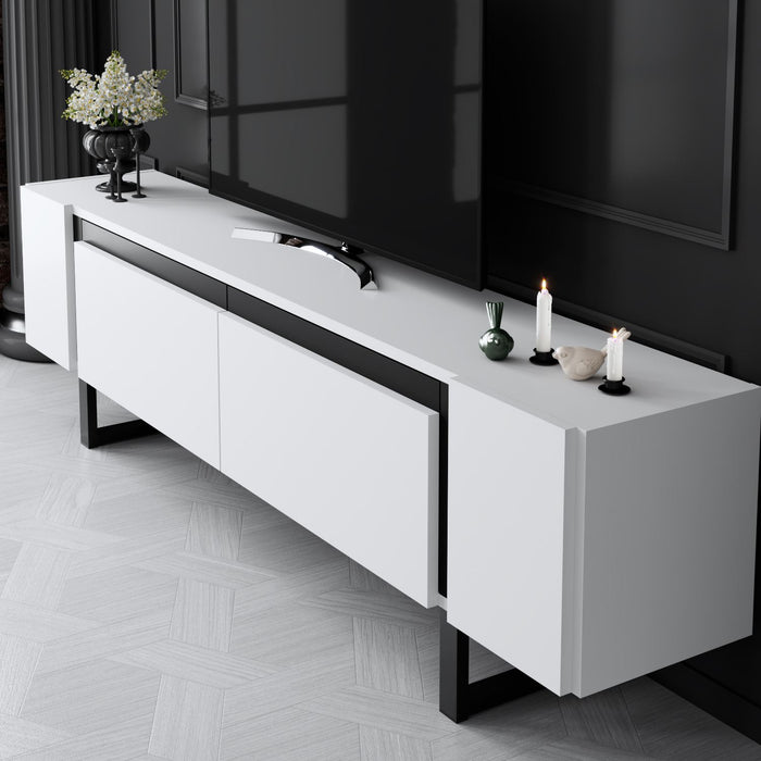 Dimehouse TV Meubel Wit Yildiz 180x50x30 - Zwart Frame
