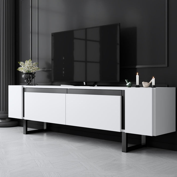 dimehouse TV Meubel Wit Yildiz 180x50x30 - Zwart Frame