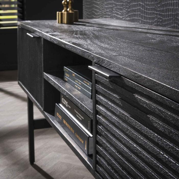 Dimehouse TV Meubel Zwart Mangohout Hazel 2-deurs 140x40x55 Cm