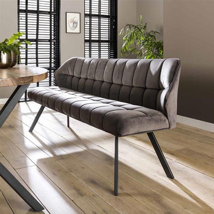 Dimehouse Velvet Eetkamerbank Romy Antraciet 200 Cm Geblokt