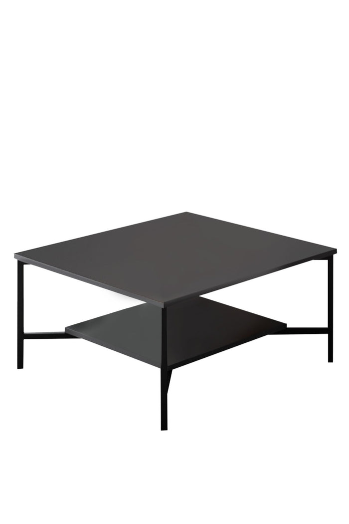Dimehouse Vierkante Salontafel Antraciet Black Line 80x80 - Zwart Frame