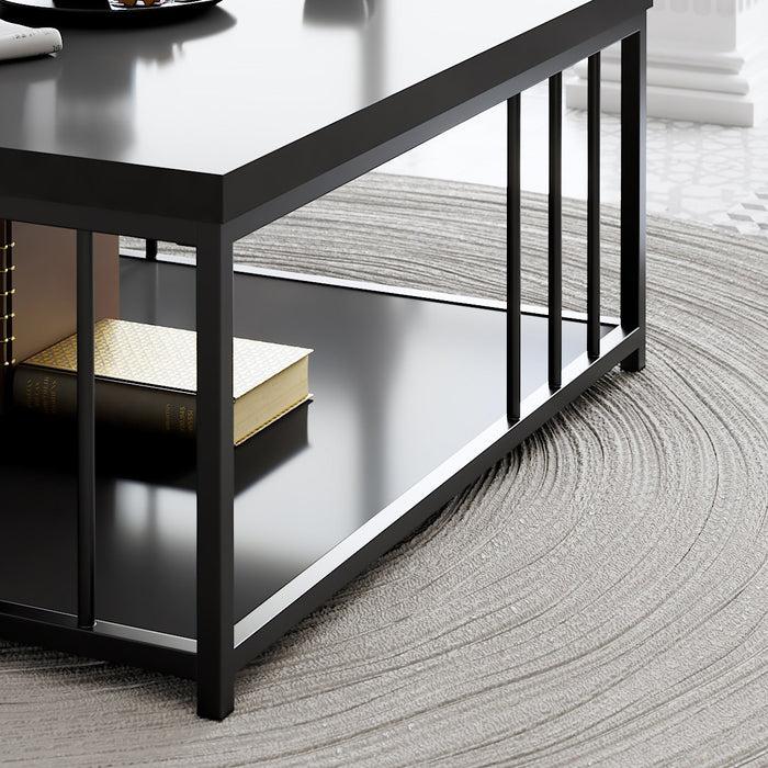 Dimehouse Vierkante Salontafel Antraciet Zenn 90x90 - Zwart Frame