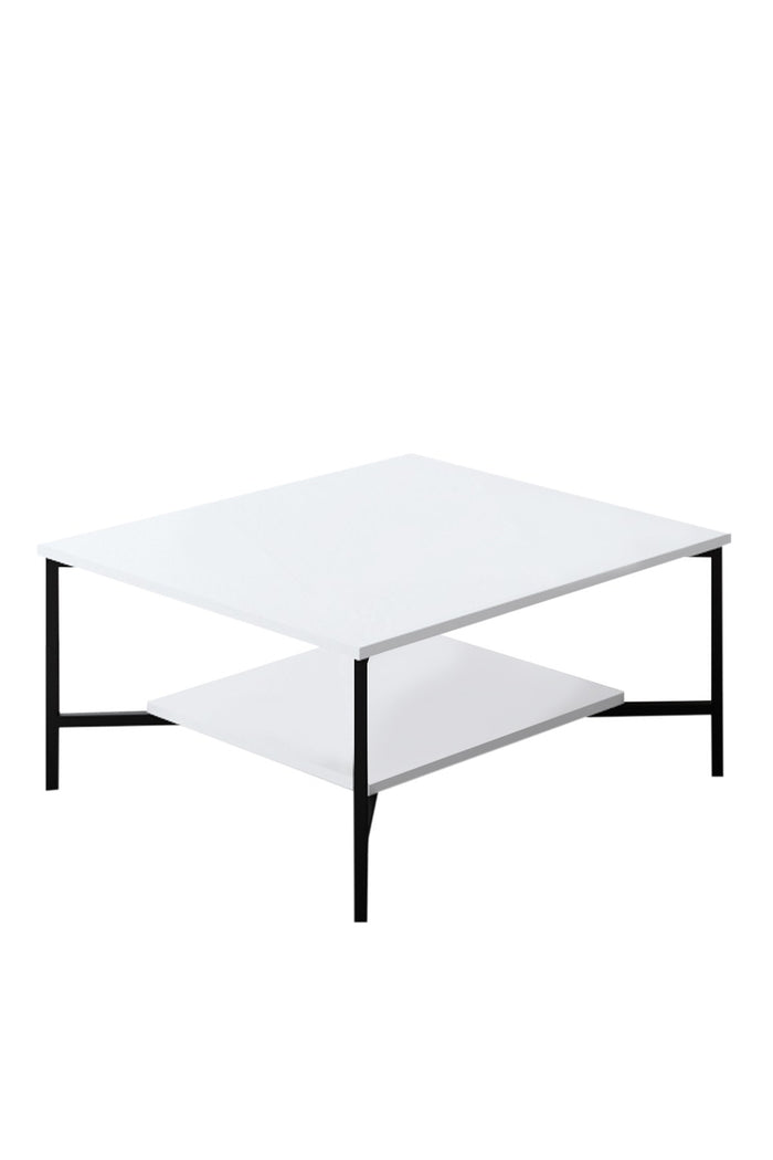 Dimehouse Vierkante Salontafel Wit Black Line 80x80 - Zwart Frame