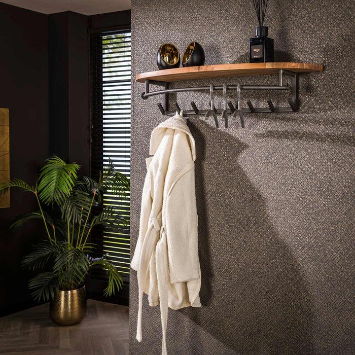 dimehouse Wandkapstok 8-Haaks River Acaciahout - Met Hoedenplank