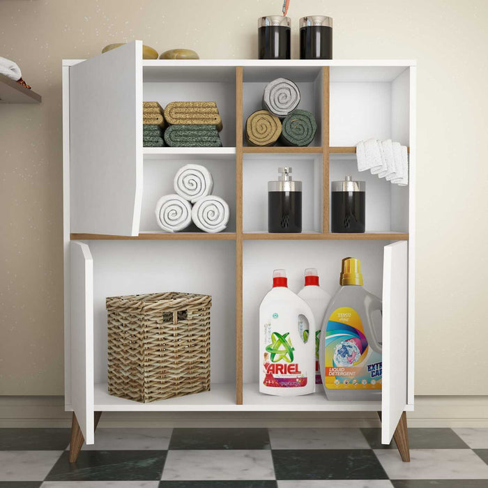 Dimehouse Wandkast Pulse Wit Walnoot Melamine 100x115x30 Cm