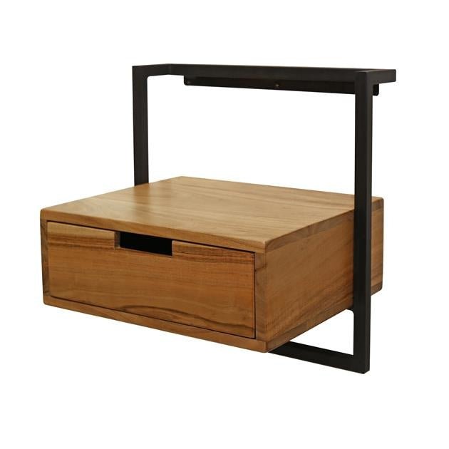 Dimehouse Zwevend Nachtkastje Industrieel Naomi Acaciahout 1 Lade