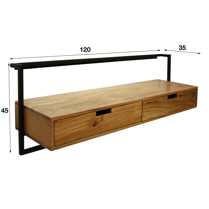 Dimehouse Zwevend TV Meubel Acaciahout Naomi 120x35x45 Cm