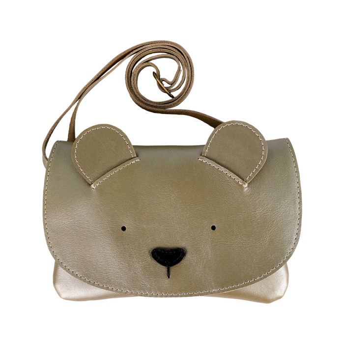 donsje Alaula Purse | Bear | Champagne Metallic Leather