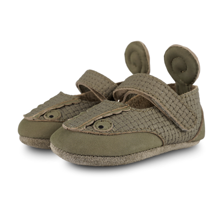 donsje Amigu Shoes | Chameleon | Stone Square Stamped Nubuck