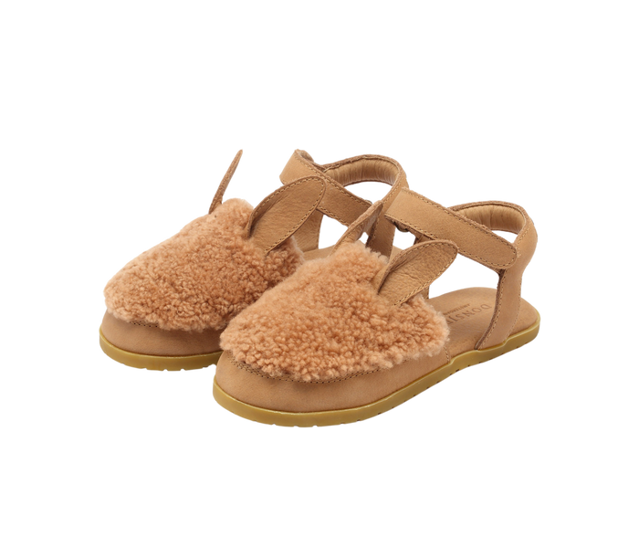 donsje Els Sandals | Alpaca | Beige Curly Sheep Wool