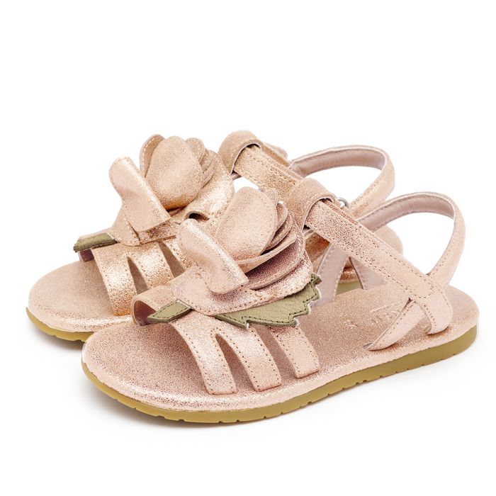 donsje Fiyola Sandals | Rose | Powder Metallic Leather