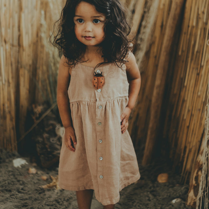 Donsje Floor Linen Dress | Rose Mocha