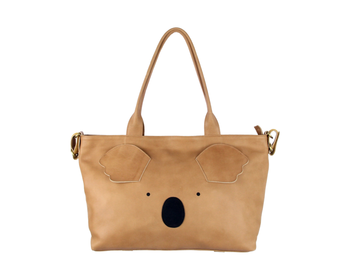 donsje Fuji Diaper Bag | Koala | Nutmeg Leather