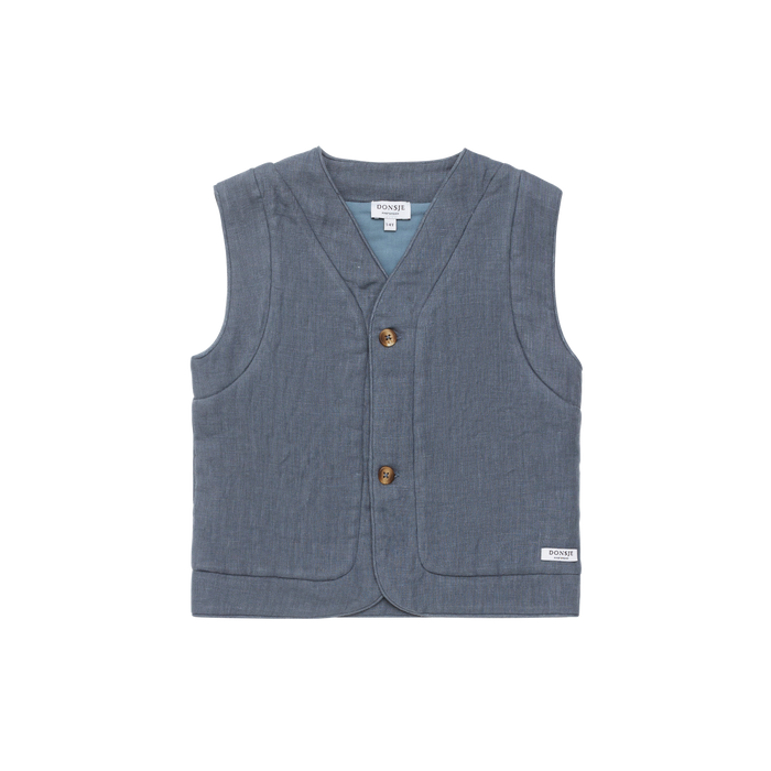 Donsje Larsel Linen Gilet | Groom | Dark Spruce