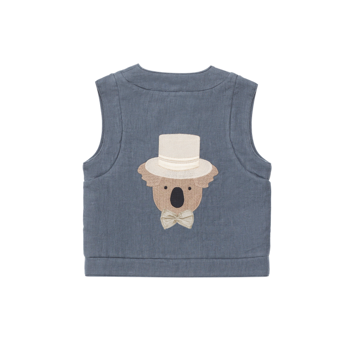 donsje Larsel Linen Gilet | Groom | Dark Spruce