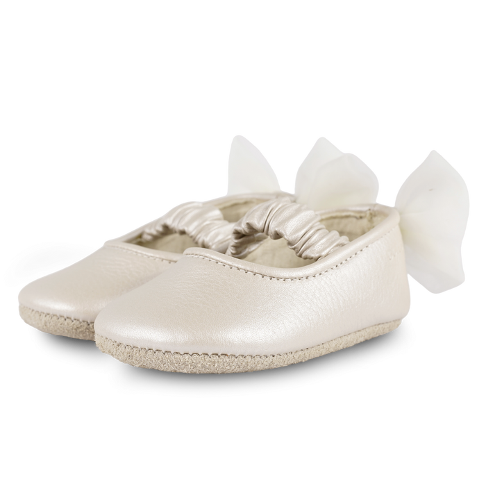 donsje Luyax Ballerinas | Off White Metallic Leather