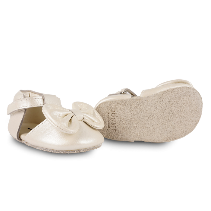 Donsje Meau Shoes | Off White Metallic Leather