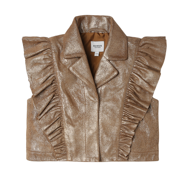 donsje Piep Leather Gilet | Rose Brown Metallic