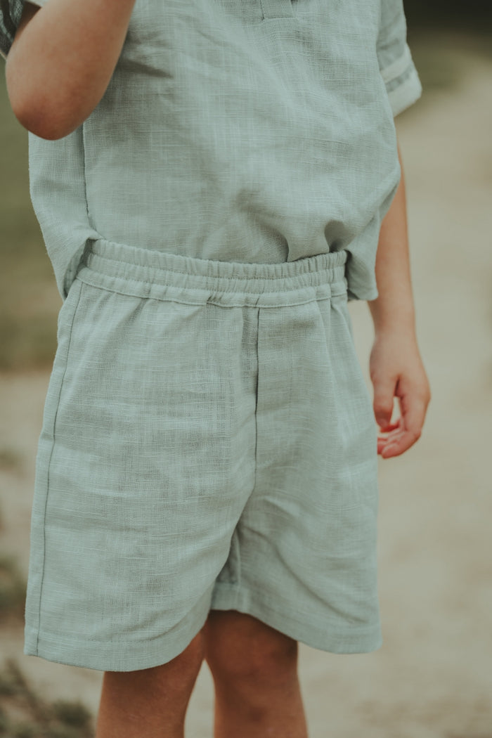 Donsje Plom Linen Shorts | Frosted Green