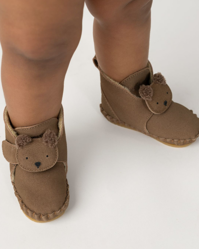 Donsje Pouty Booties | Fluffy Bear | Teddy Brown Suede