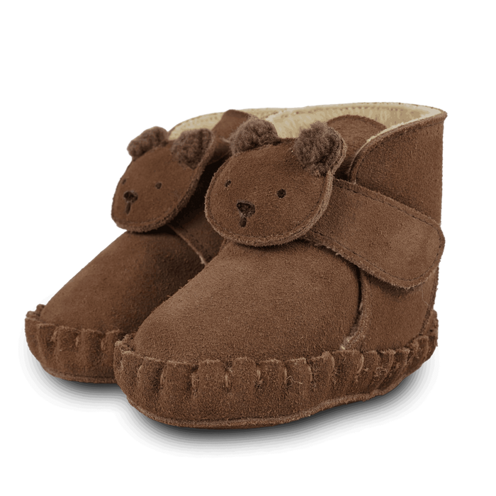 donsje Pouty Booties | Fluffy Bear | Teddy Brown Suede