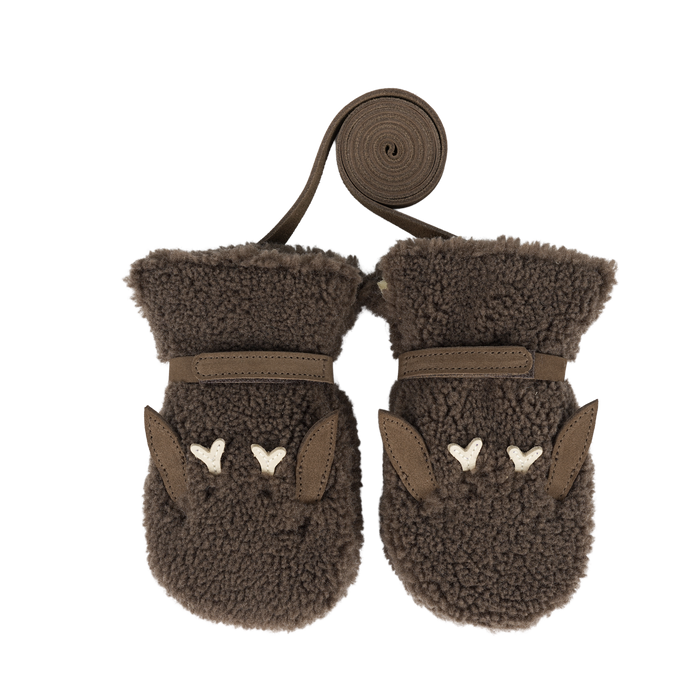 donsje Richy Mittens | Stag | Hazelnut Curly Faux Fur