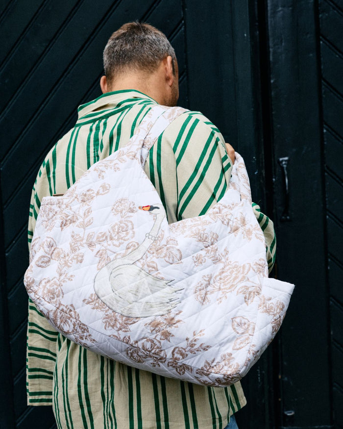 Donsje Rose Quilted Tote Bag | Cream - Rose Flowers