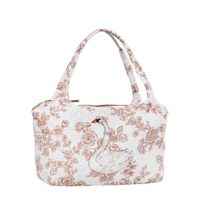 donsje Rose Quilted Tote Bag | Cream - Rose Flowers