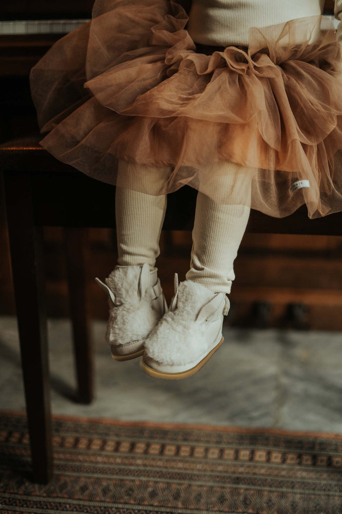 Donsje Roumi Shoes | Rabbit | Off White Soft Faux Fur