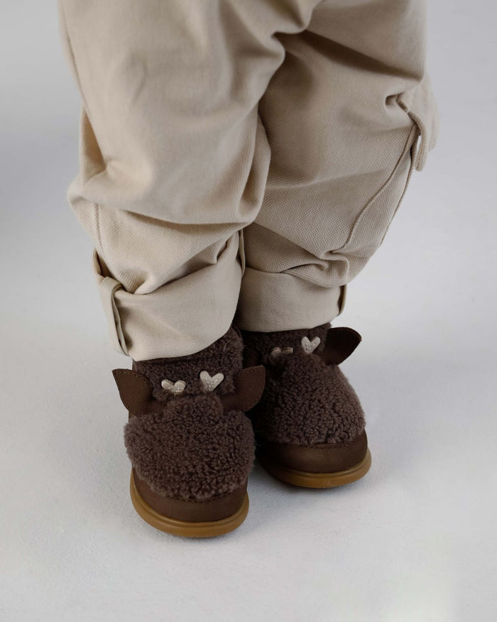 Donsje Roumi Shoes | Stag | Hazelnut Curly Faux Fur