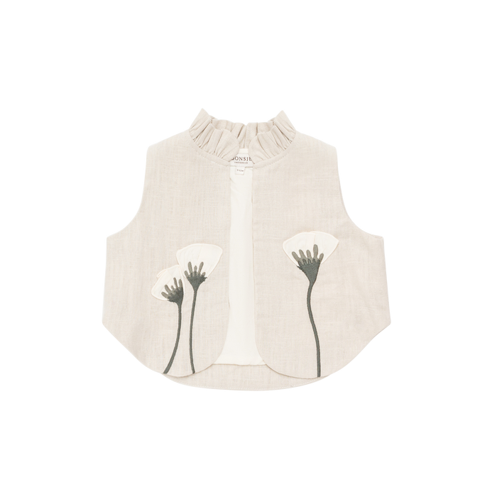 donsje Sugy Linen Gilet | Poppy | Soft Sand