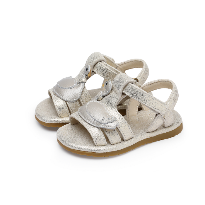 Donsje Tiny Swan Sandals | Silver Metallic Leather