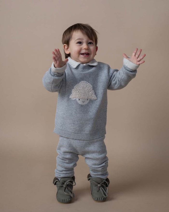 Donsje Trig Merino Wool Trousers | Soft Grey Melange