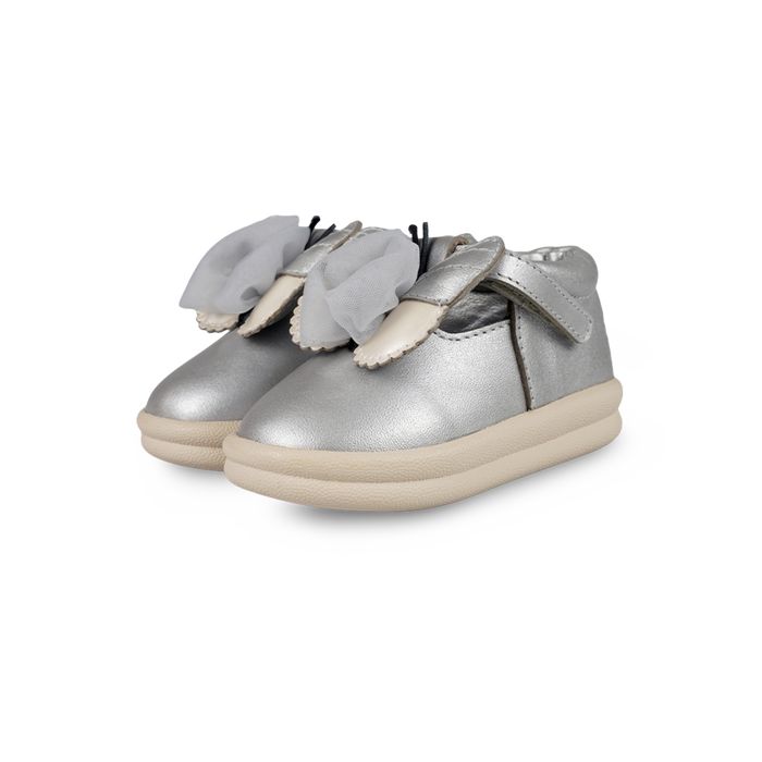 donsje Vlindy Shoes | Silver Grey Metallic Leather